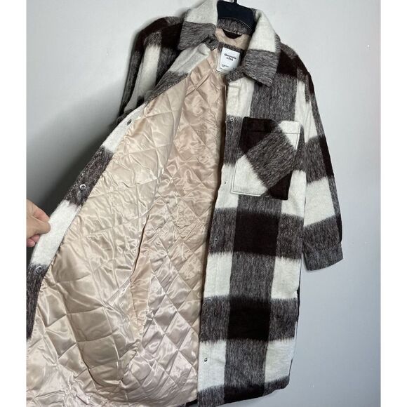 ABERCROMBIE & FITCH Womens Winterized Wool-Blend Shirt Jacket NEW $180 Brown M - Picture 7 of 16